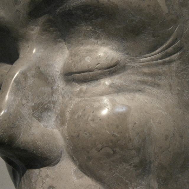 Kopf, schlank ("Mr. Cool") / 2018 / Kalkstein / H55 cm / RW519